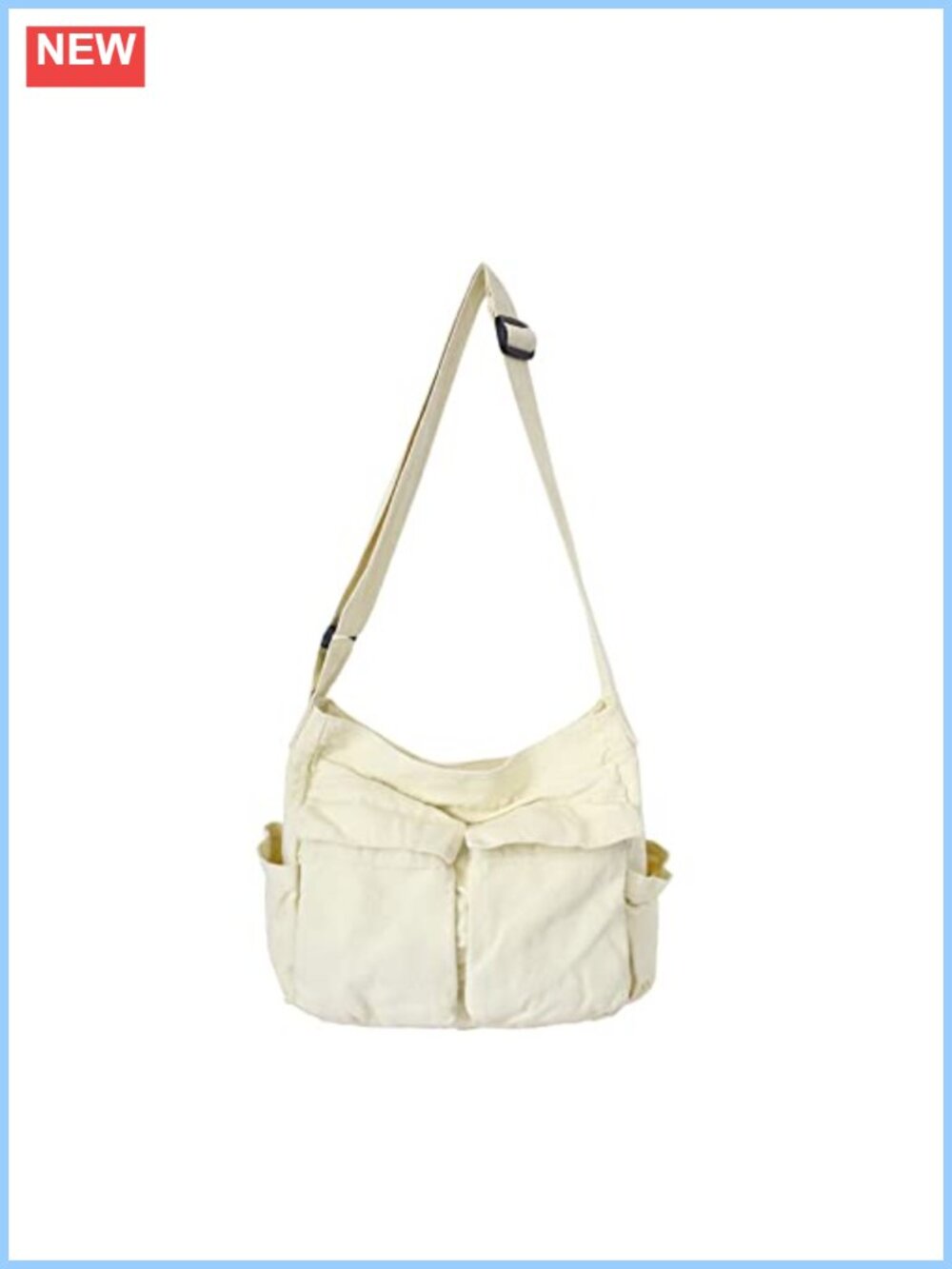 Large Canvas Tote Bag Zip Crossbody Adjustable Strap Casual Handbag
